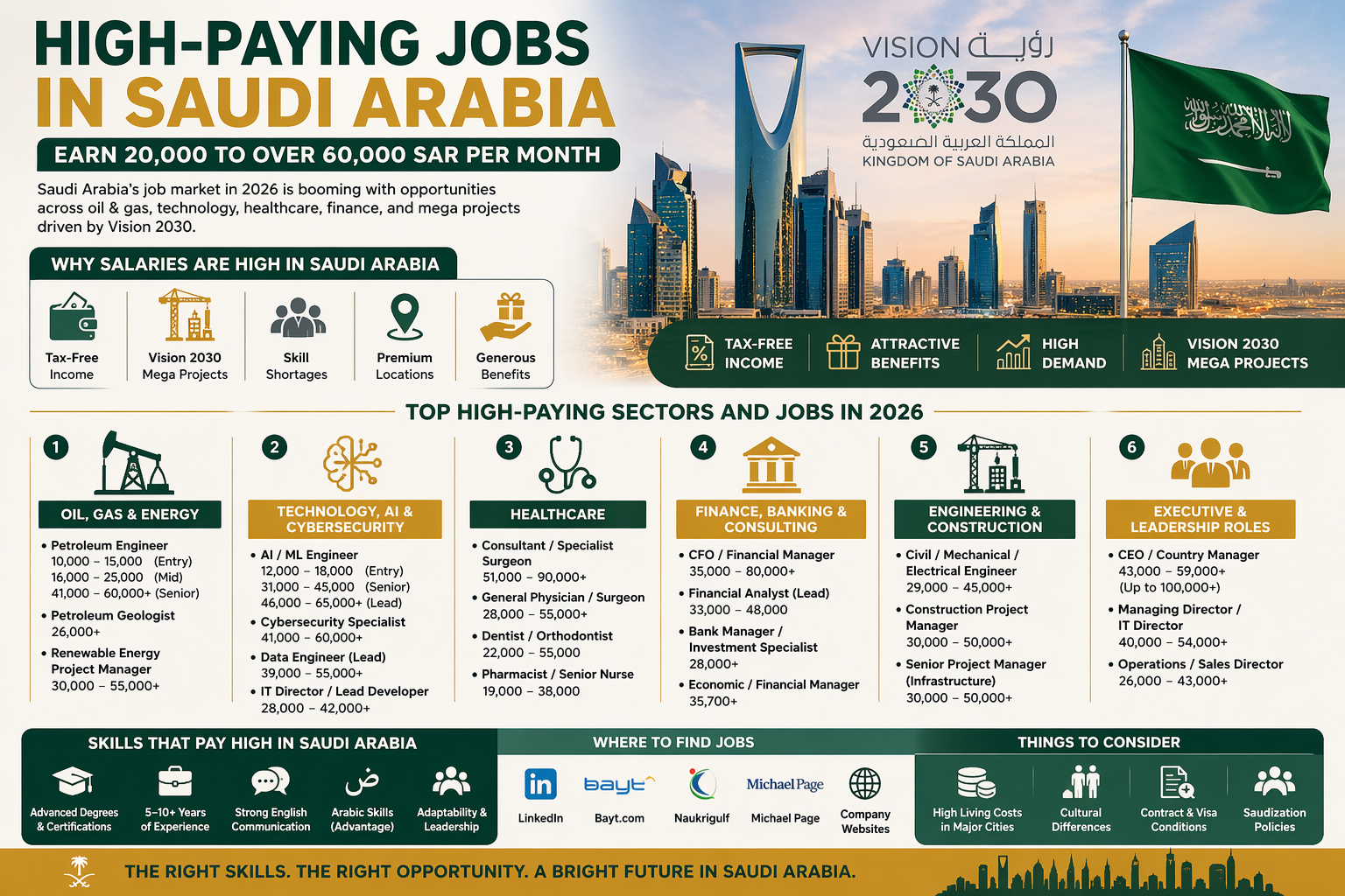The 10 Highest Paying Jobs in Saudi Arabia in 2026 – Earn Up to SAR 1,495,000 Per Year