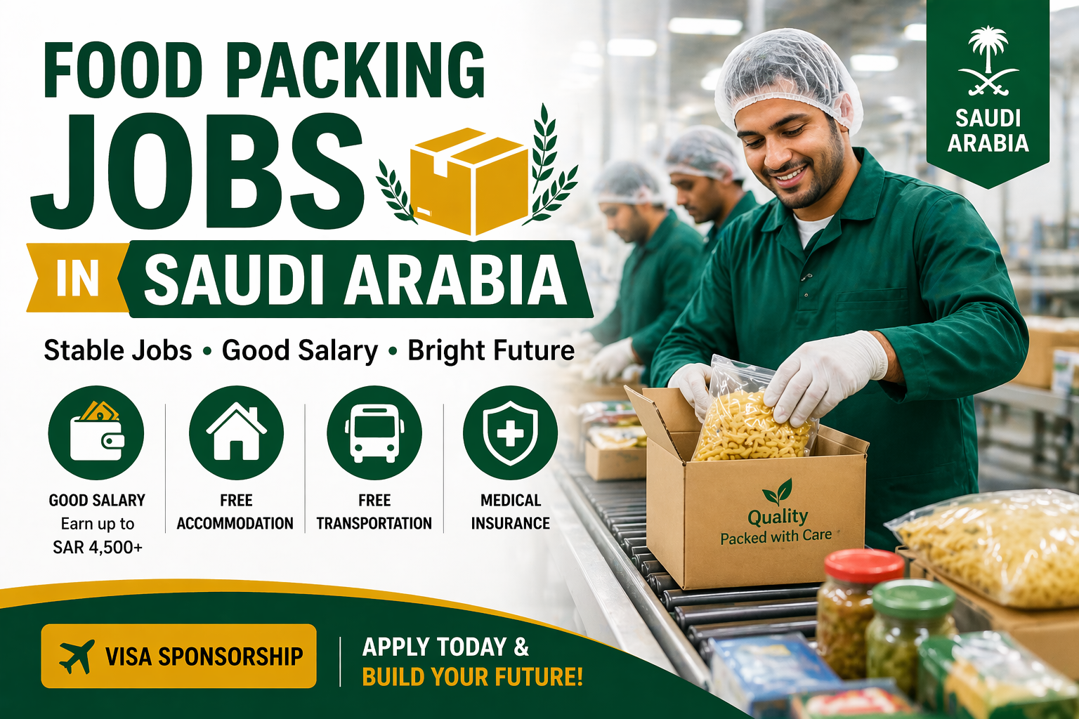 Food Packing Jobs in Saudi Arabia 2026 – Salary, Visa Sponsorship & Apply Online